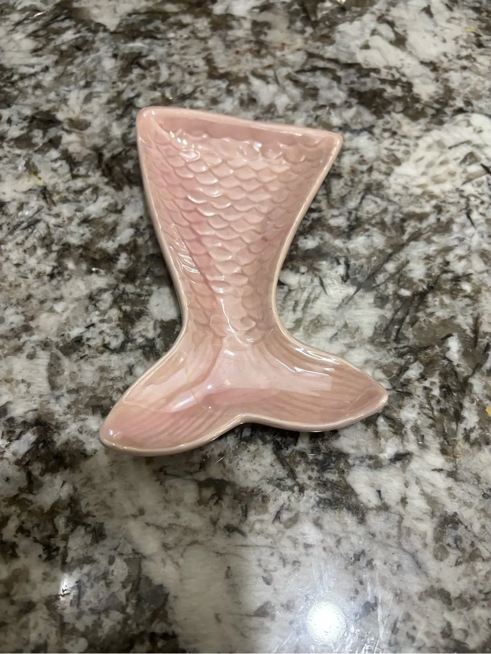 Pink opalescent Ceramic Mermaid Tail Trinket Dish